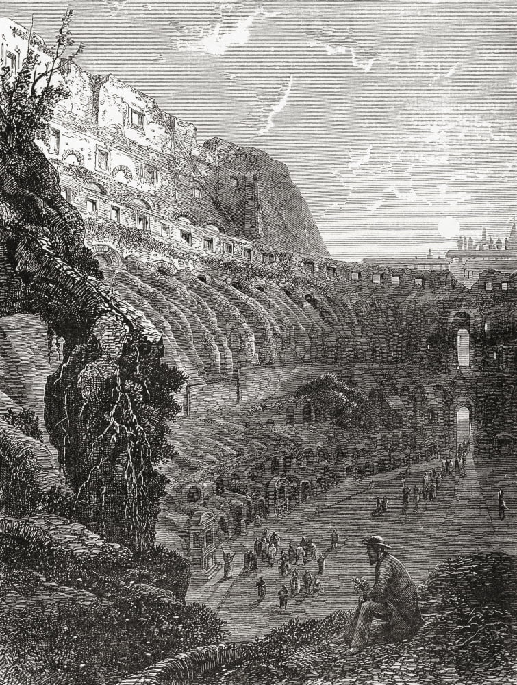 The Colosseum Rome Italy Before The 1874 Excavations From Italian Pictures Published 1895 Canvas Art - Ken Welsh Design Pics (13 x 17)