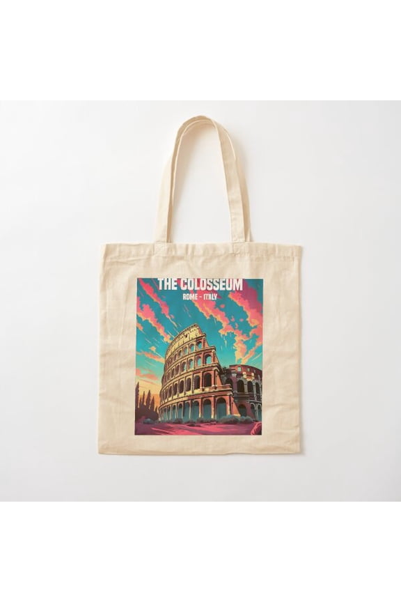 The Colosseum Rome Travel Canvas Tote Bags, Reusable Shopping Bag