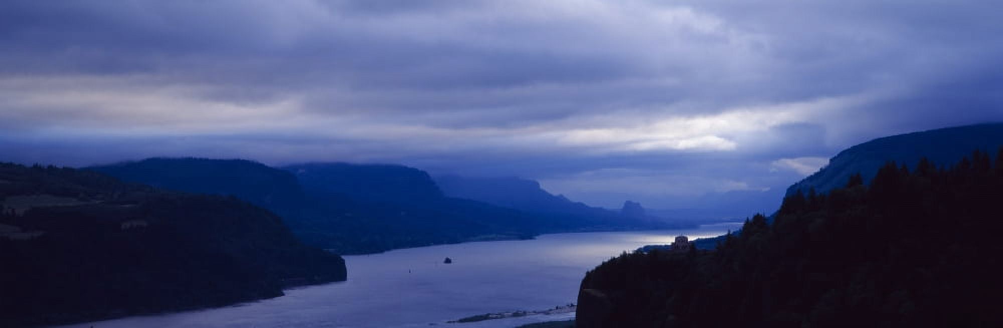The Columbia River and gorge on a stormy morning Columbia River Gorge National Scenic Area Oregon Canvas Art - Panoramic Images (36 x 12)