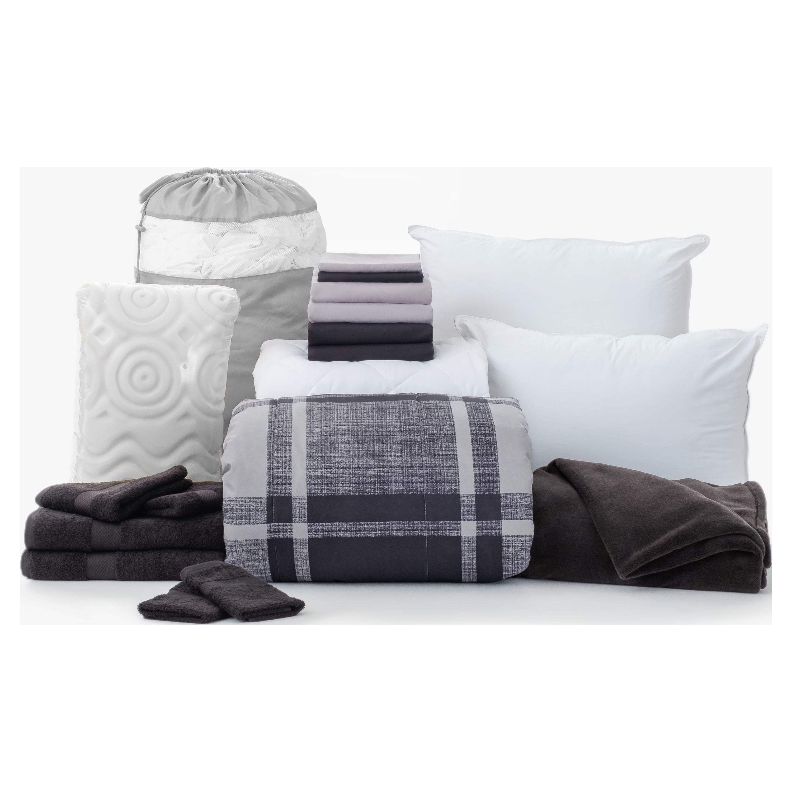 The Comfort Dorm Essentials Value Pack in Wonderland Gray, 19Piece