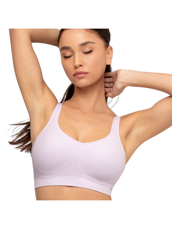 Comfort Shaping Bra with Adjustable Straps, Lilac - Wireless Seamless Support