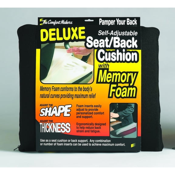 The Comfortmakers Deluxe Seat/back Cushion, Memory Foam, 17 X 2.75 X 17.5, Black | Bundle of 5 Each