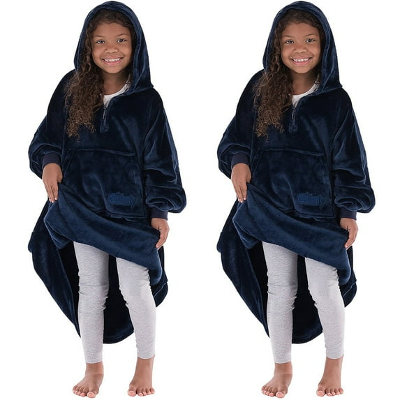 The Comfy Dream Lite-613 Lite Quarter-Zip Wearable Juniors Blanket Navy H230584130000 (2-Pack)