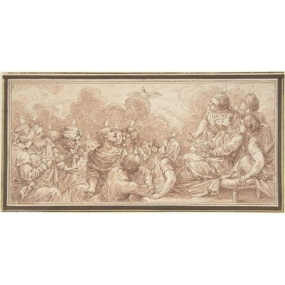 The Coming of The Holy Spirit At Pentecost Poster Print by Charles Nicolas Cochin II - French Paris 1715 - 1790 Paris - 18 x 24