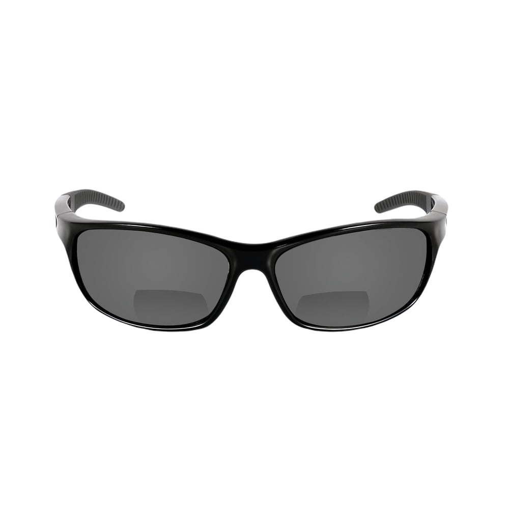 "The Competitor" Lightweight Precision Sport Wrap Polarized Bifocal Sunglasses Featuring High Definition Lenses - Jet - 2.00