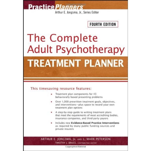 Pre-Owned The Complete Adult Psychotherapy Treatment Planner (Paperback) by Arthur E Jongsma, L Mark Peterson, Timothy J Bruce