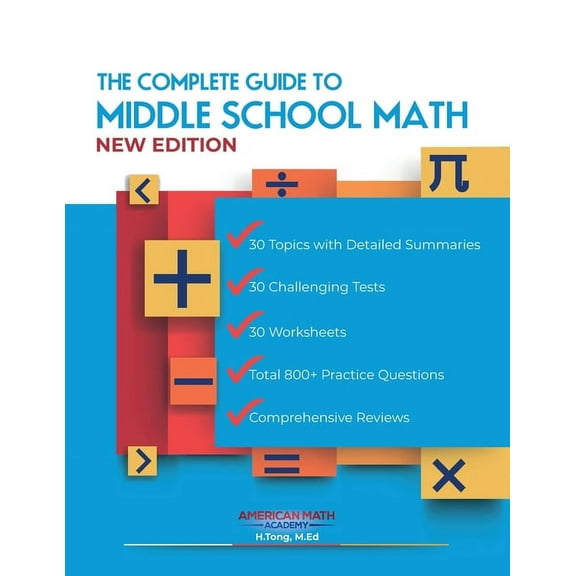 The Complete Guide to Middle School Math Book Grades 6-8, (Paperback)