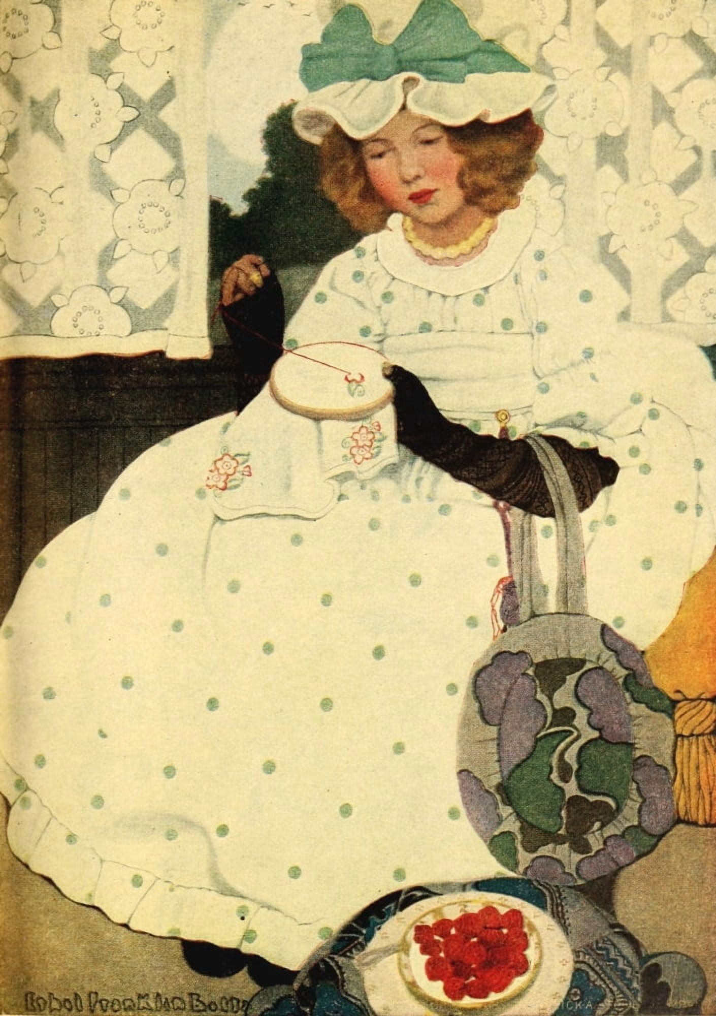 The Complete Mother Goose 1909 A stitch in time Canvas Art - Ethel Franklin Betts (18 x 24)