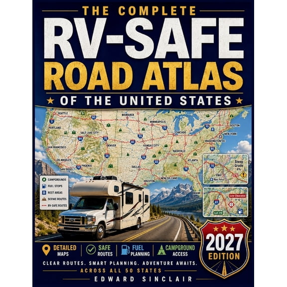The Complete RV-Safe Road Atlas of the United States: Large-Scale RV Maps for Easier Travel, Clear Route Planning, Safer, (Paperback)