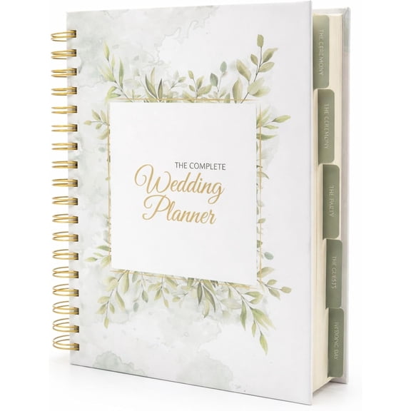 The Complete Wedding Planner, 160 Page Spiral Bound Organizer with Gold Foil Cover, Inner Pockets, Strong Coil Binding