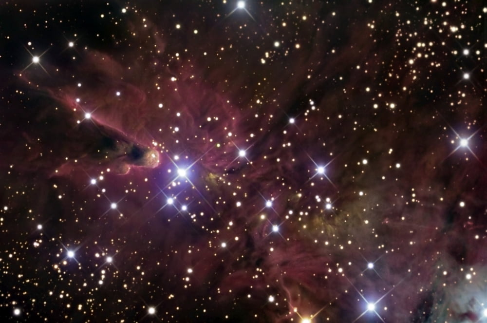 The Cone Nebula and Christmas Tree Cluster Canvas Art - R Jay GaBanyStocktrek Images (34 x 23)