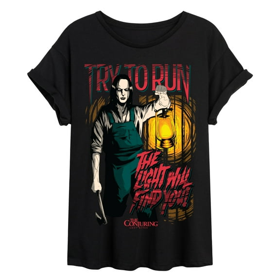 The Conjuring - Try To Run Conjuring - Juniors Oversized Graphic T-Shirt