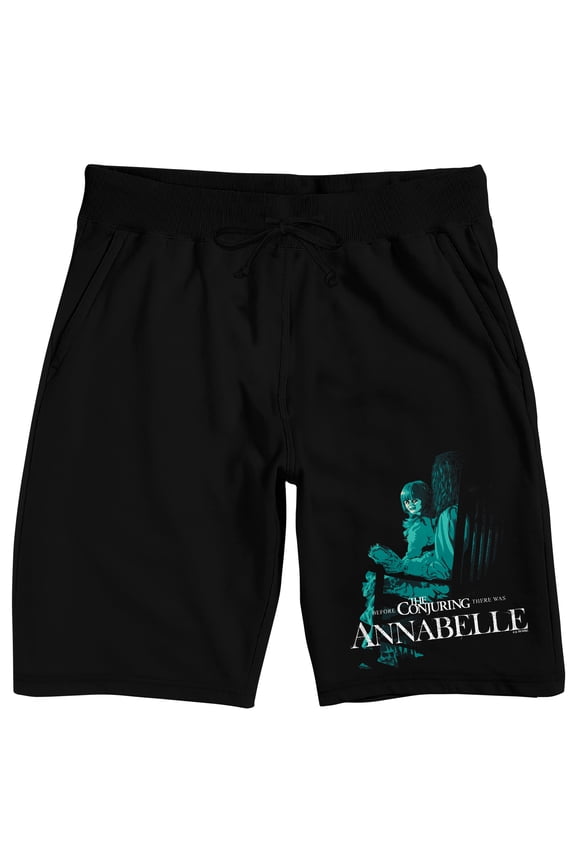 The Conjuring Annabelle Scary Doll Men's Black Sleep Pajama Shorts-Large