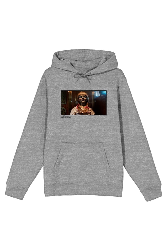 The Conjuring Annabelle Screenshot Adult Heather Gray Long Sleeve Hoodie-Large