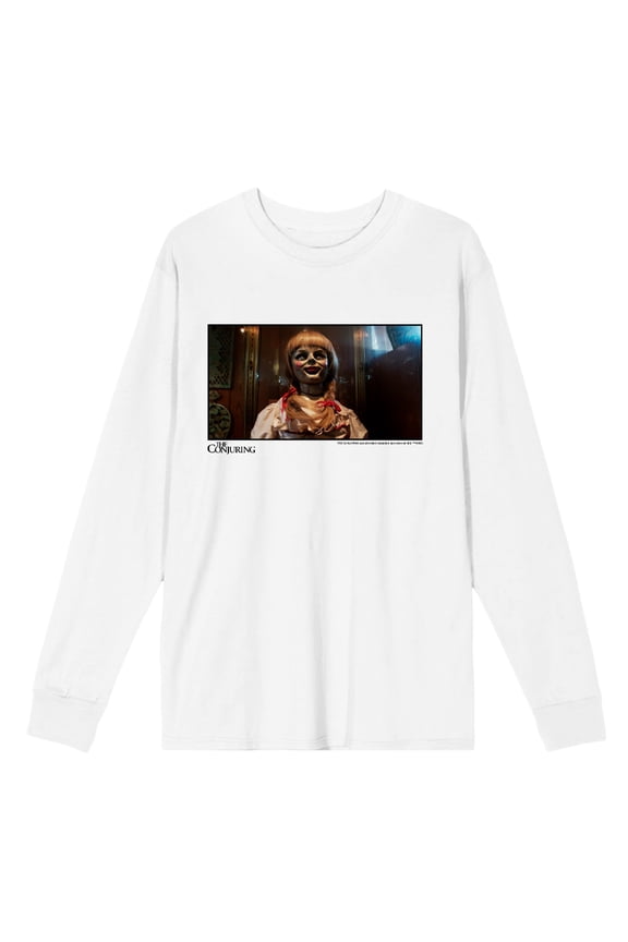 The Conjuring Annabelle Screenshot Adult White Crew Neck Long Sleeve Tee-XXL
