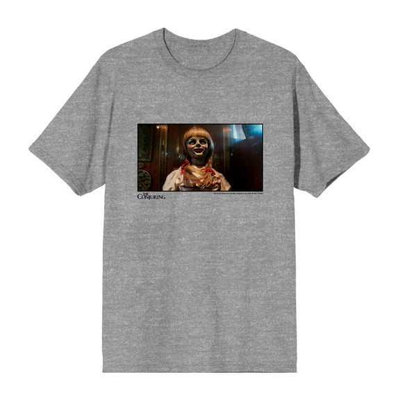 The Conjuring Annabelle Screenshot Men's Heather Gray Crew Neck Short Sleeve Tee-Medium