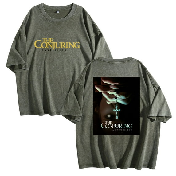 The Conjuring Last Rites Washed Cotton Tshirt Tv Show Short Sleeve Vintage Tee Shirt