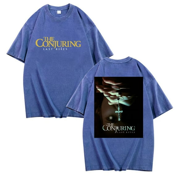 The Conjuring Last Rites Washed Cotton Tshirt Tv Show Short Sleeve Vintage Tee Shirt