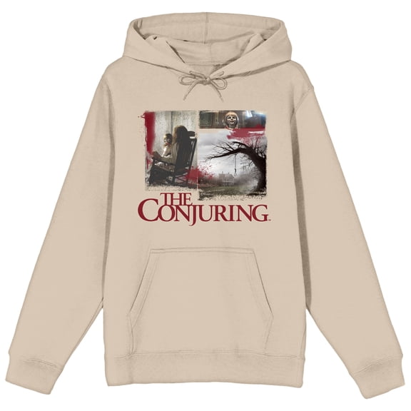 The Conjuring Photo Collage Long Sleeve Sand Women's Hooded Sweatshirt-Medium