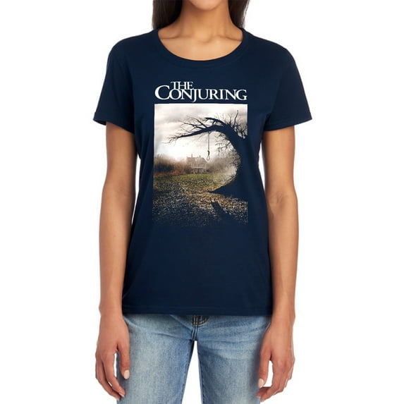 The Conjuring Poster Women's T Shirt, Navy, Large