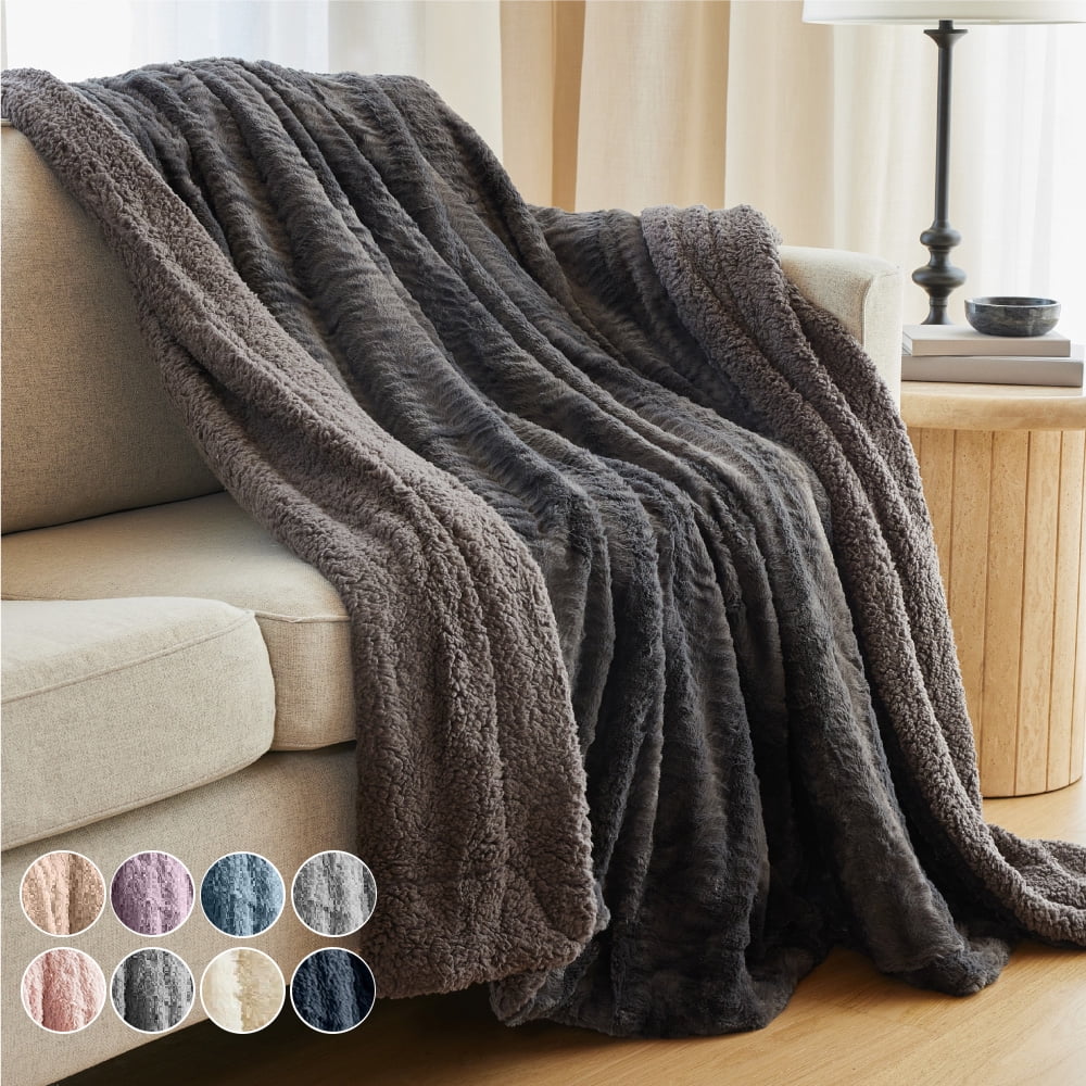 The Connecticut Home Company Throw Blanket for Sofa Couch Chair, Gray, 65x50