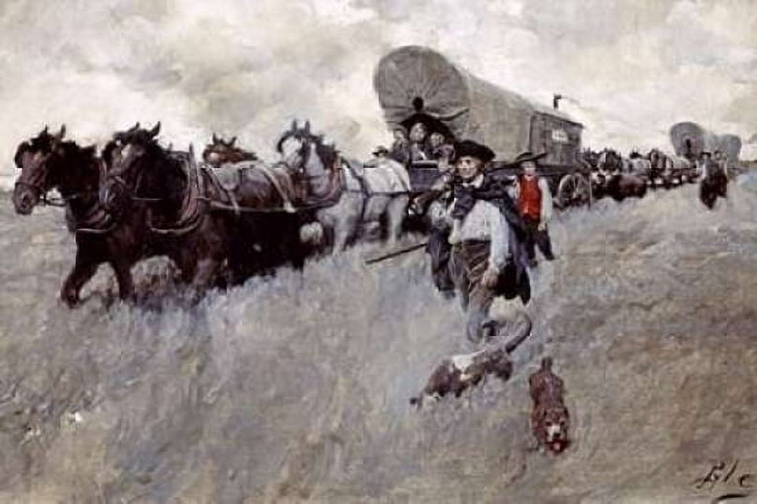 The Connecticut Settlers Entering The Western Reserve Canvas Art - Howard Pyle (24 x 36)