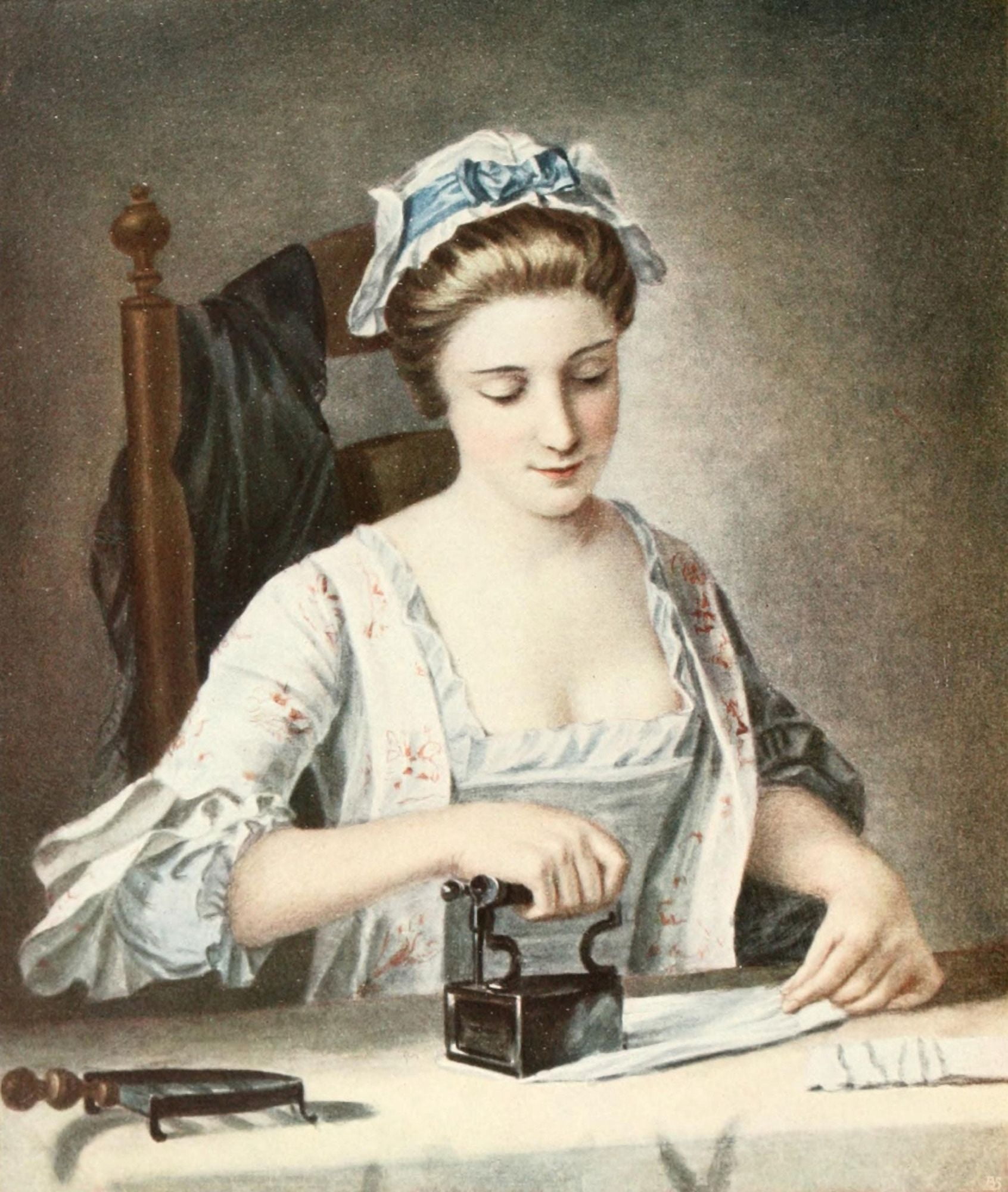 The Connoisseur 11 1905 Laundry Maid Ironing Canvas Art - Henry R Morland (18 x 24)