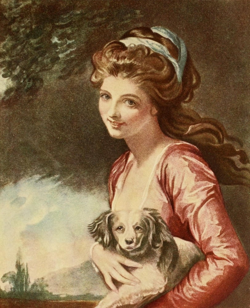 The Connoisseur 7 1903 Girl with Dog Canvas Art - Unknown (18 x 24)