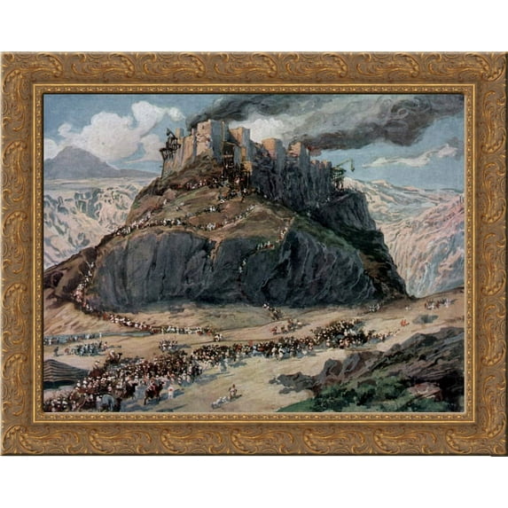 The Conquest of the Amorites 24x20 Gold Ornate Wood Framed Canvas Art by James Tissot