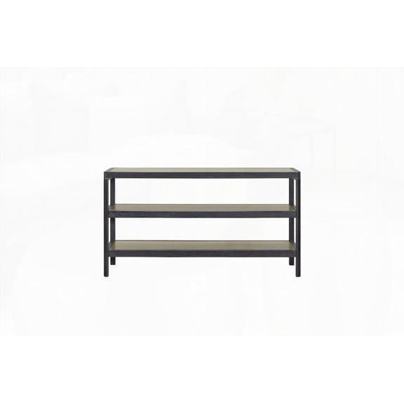 The Coffee Table with Metal Insets and Elm Veneer Finish for Living Room, Easy to Clean and Space-Saving.