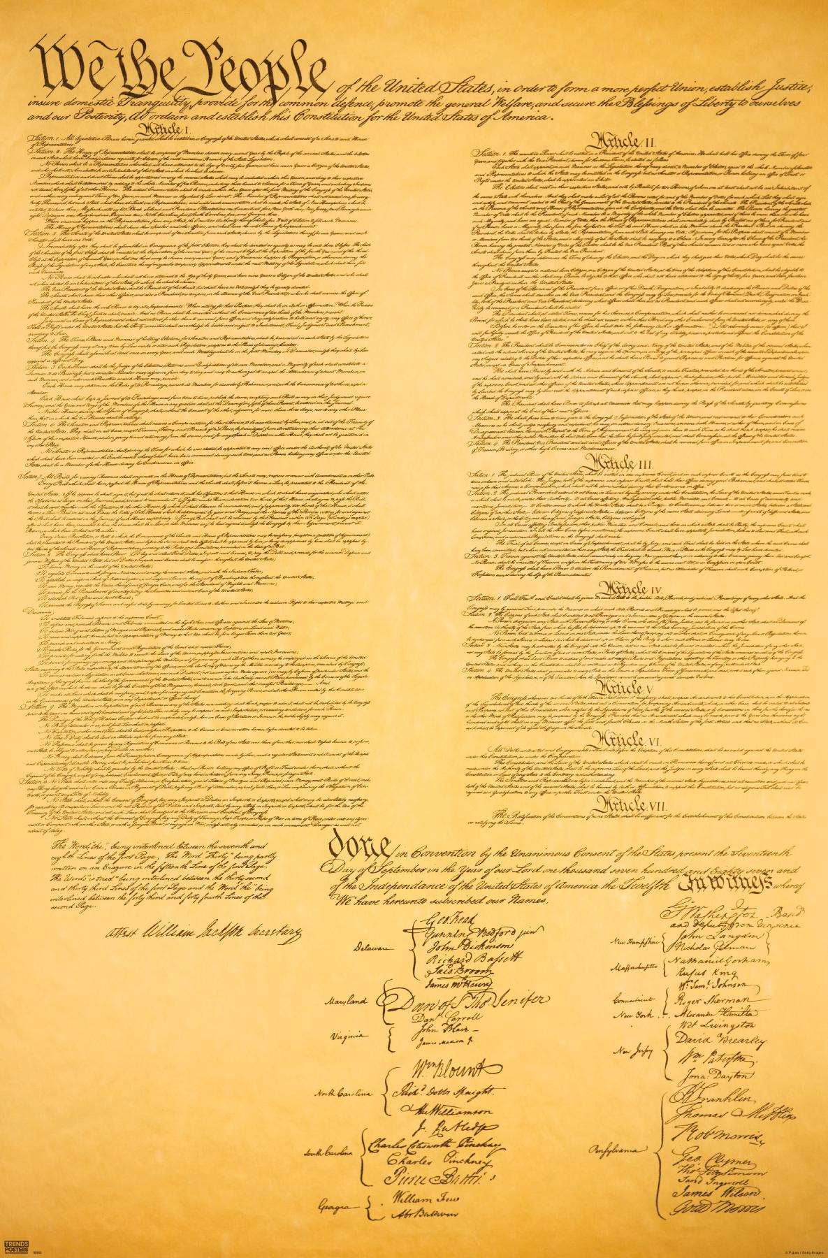 The Constitution Wall Poster, 14.725" x 22.375" - Walmart.com
