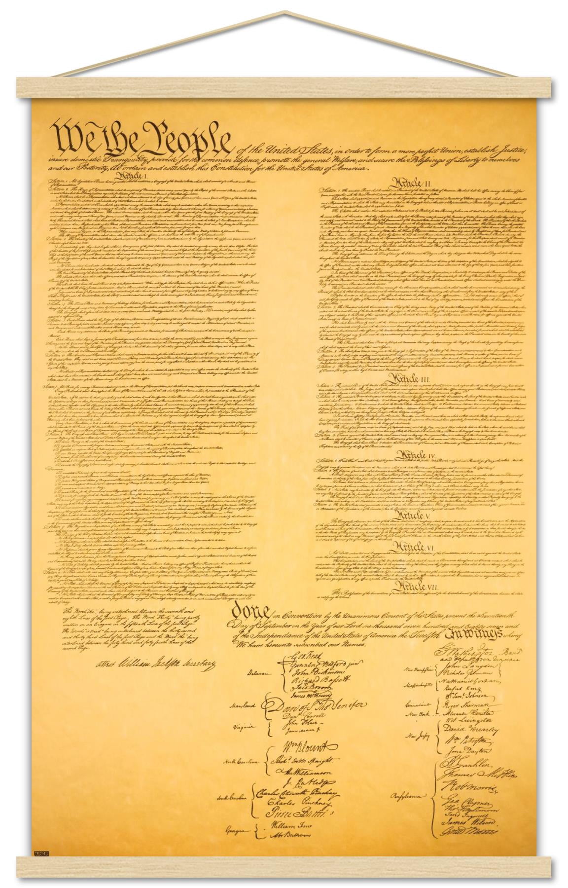The Constitution Wall Poster with Wooden Magnetic Frame, 22.375" x 34"