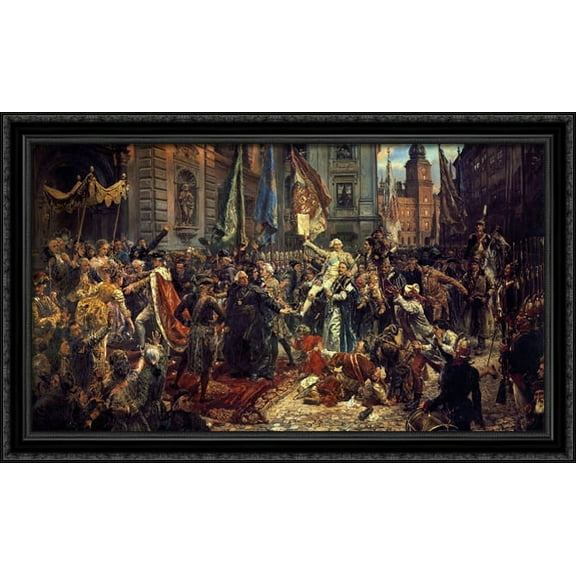 The Constitution of the 3rd May 1791 40x24 Large Black Ornate Wood Framed Canvas Art by Jan Matejko