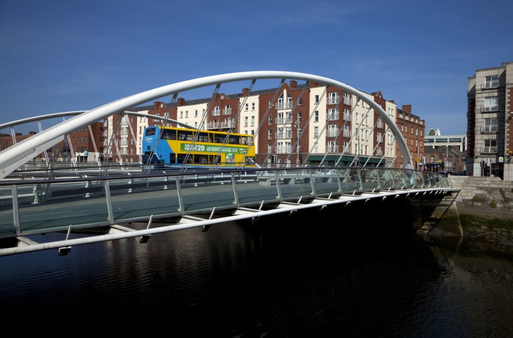 The Contemporary James Joyce Bridge - with a Dublin bus Dublin City Ireland Canvas Art - Panoramic Images (36 x 12)