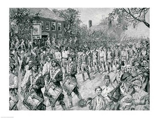 The Continental Army Marching Down the Old Bowery New York 25th November 1783 Canvas Art - Howard Pyle (24 x 18)