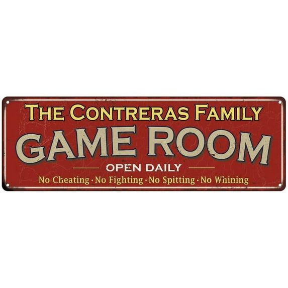 The Contreras Family Red Game Room Metal 8x24 Sign 108240038939