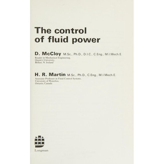 Pre-Owned The Control of Fluid Power (Hardcover) 9780582470033