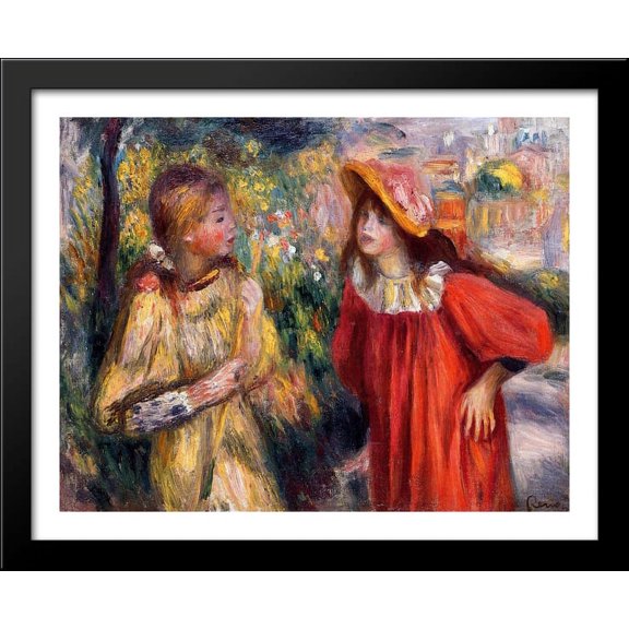The Conversation 34x28 Large Black Wood Framed Print Art by Pierre Auguste Renoir