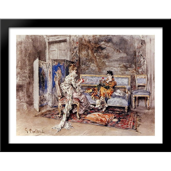 The Conversation 36x28 Large Black Wood Framed Print Art by Giovanni Boldini