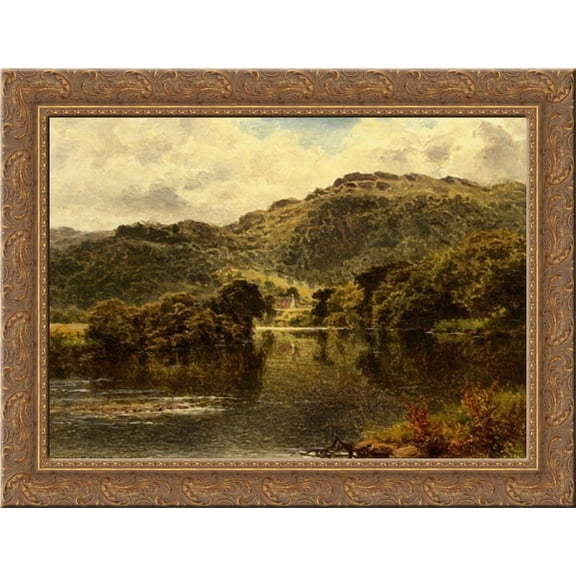 The Conway at Bettws y Cord 24x20 Gold Ornate Wood Framed Canvas Art by Leader, Benjamin Williams