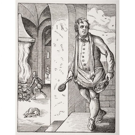 The Cook 19th Century Reproduction of 16th Century Engraving by Jost Amman Poster Print, 13 x 17