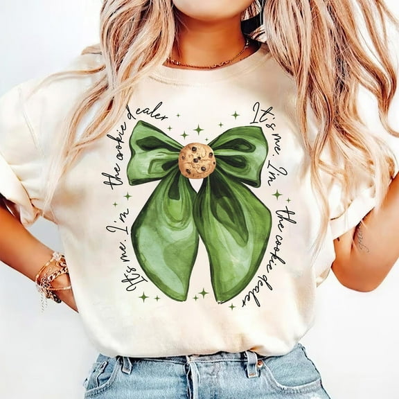 The Cookies Dealer Bow Coquette Shirt, Funny Scout Cookie Gift for Women, Scout Mom Cookie Dealer Tee