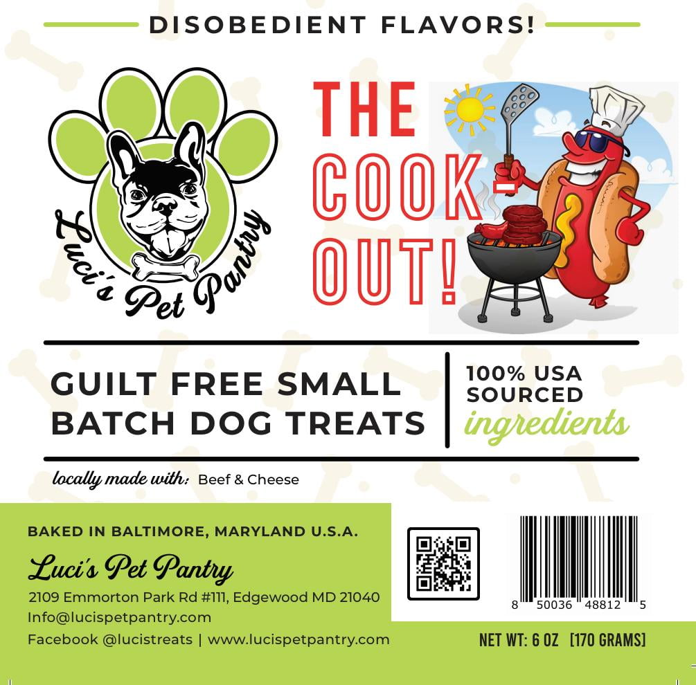 The Cookout "Cheeseburger Biscuits" Homemade Dog & Puppy Treats! Gift Box with 4 - 6 oz. Treat Bags