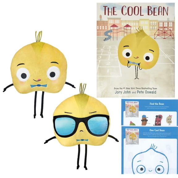 The Cool Bean Gift Set With Hardcover by Jory John Hardcover, Plush Book Character 8" Flip Doll Toy and Fun Pages (A Bad Seed, Good Egg Gift Set About Self-Confidence, Kindness, and Popularity)