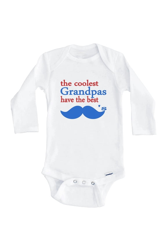 The Coolest Grandpas Have The Best Mustaches Baby Bodysuit - Funny Baby Bodysuit (Long Sleeve)