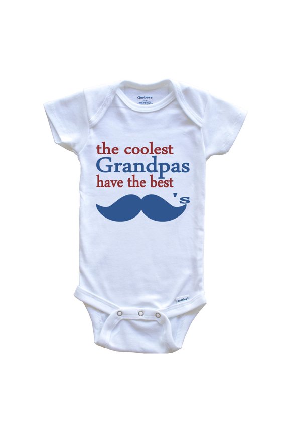 The Coolest Grandpas Have The Best Mustaches Baby Bodysuit - Funny Baby Bodysuit