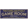 thumbnail image 1 of The Copeland Family Blue Game Room Metal 8x24 Sign 108240037889, 1 of 1