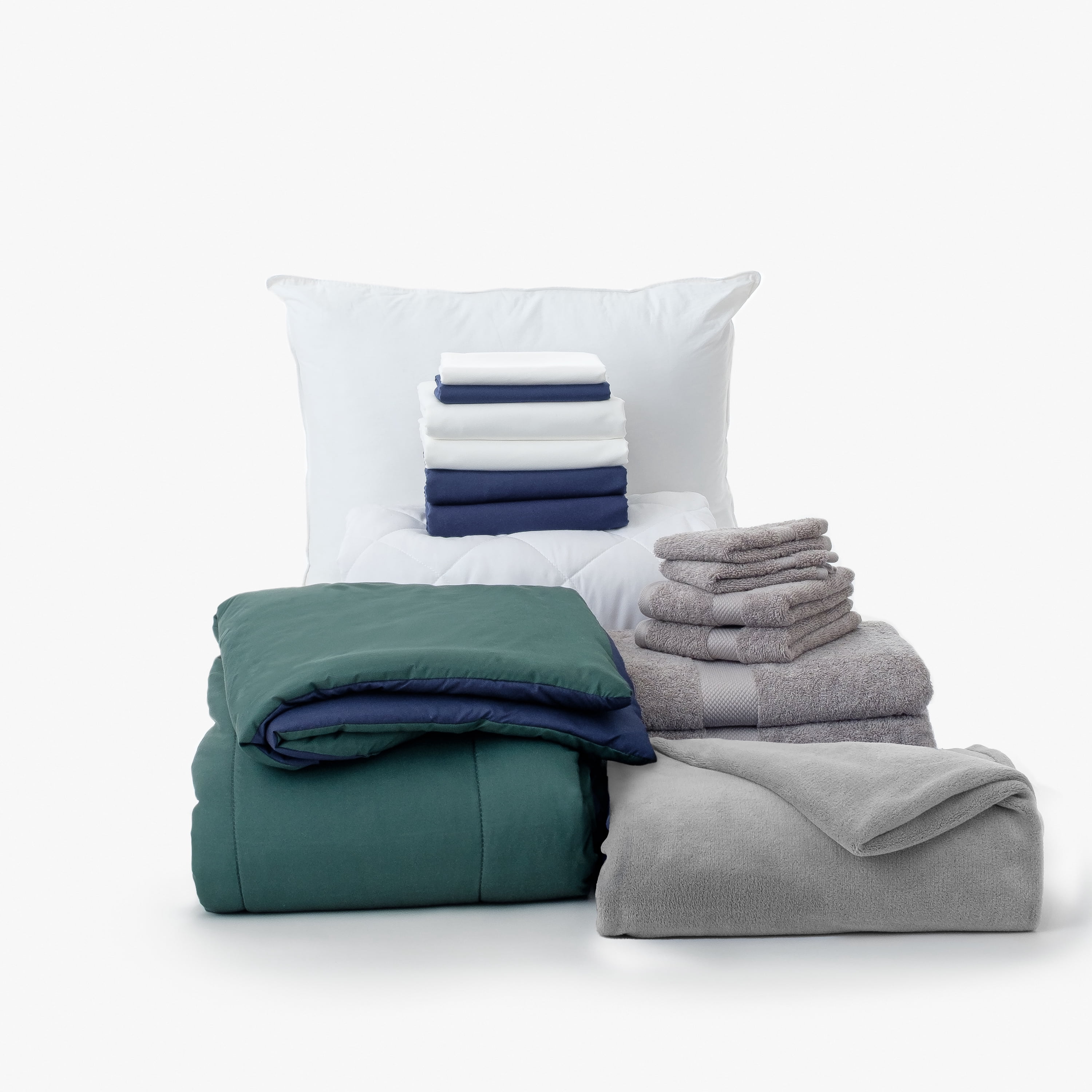 The Core Dorm Essentials Value Pack in Hunter & Blue, 16-Piece College ...