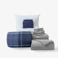 thumbnail image 1 of The Core Dorm Essentials Value Pack in Wonderland Navy, 16-Piece College Dorm Bedding Comforter Set, Twin XL, Bonus Mattress Pad, Pillow and 100% Cotton Towels by Dawn, 1 of 7