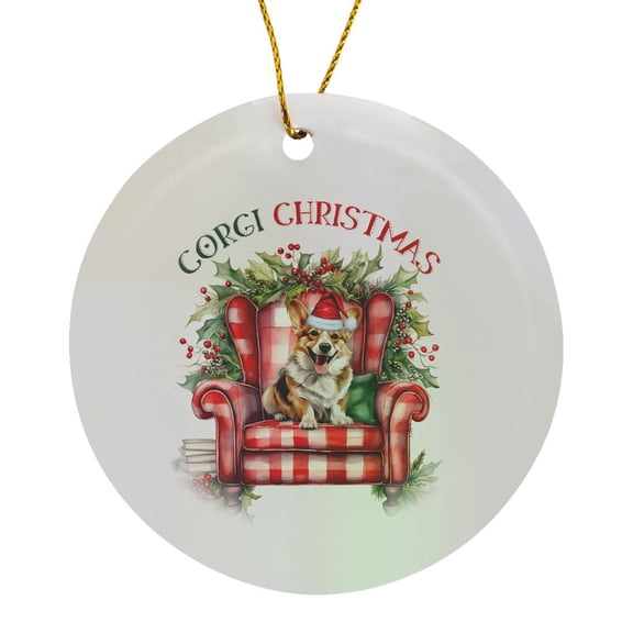 3drose, the Corgi Lover Is Sure to Have a Dog Lover Christmas with This Cutie, Circle Porcelain Ornament
